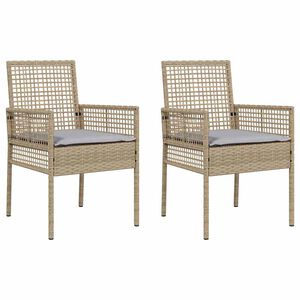 vidaXL Gartenstuhl mit Kissen 2 pcs Beige 55 x 53 x 85 cm Poly-Rattan