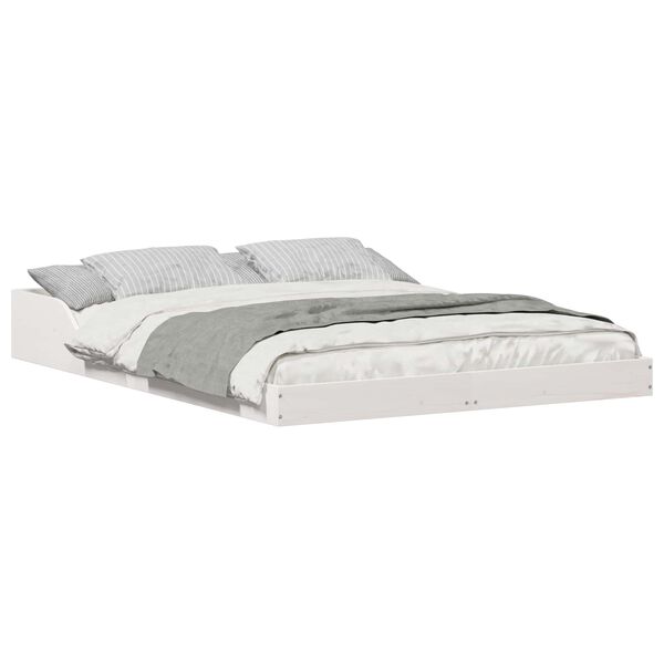 vidaXL Bettrahmen Weiß 120 x 200 cm Massives Kiefernholz