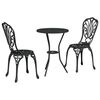 vidaXL Garten Bistro Set 3 pcs Schwarz Aluminium