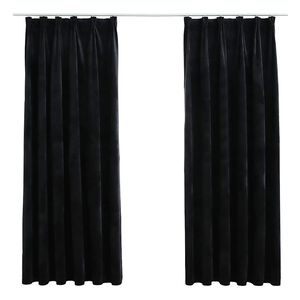 vidaXL Verdunkelungsvorh&auml;nge mit Haken 2 Stk. Samt Schwarz 140x175 cm