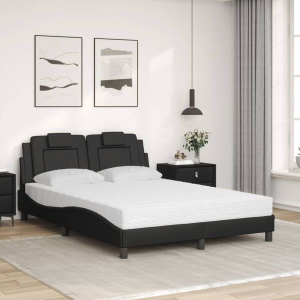 vidaXL Bett "Viana" mit Matratze Schwarz 140x200 cm Kunstleder