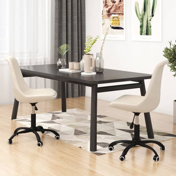 vidaXL Esszimmerst&uuml;hle 2 Stk. Drehbar Creme Stoff