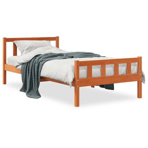 vidaXL Massivholzbett ohne Matratze Wachsbraun 75x190 cm Kiefernholz