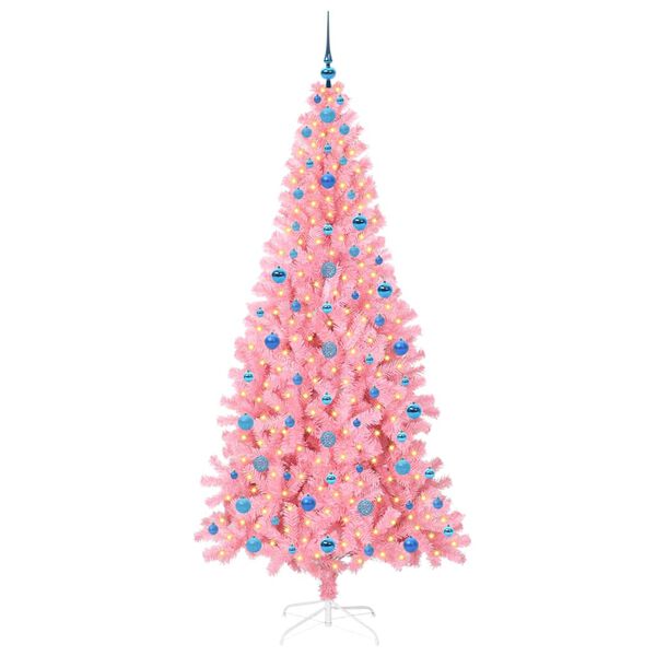 vidaXL Weihnachtsbaum mit 300 LEDs mit St&auml;nder Rosa 210 cm PVC