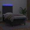 vidaXL Boxspringbett mit Matratze & LED Schwarz 90x200 cm Kunstleder