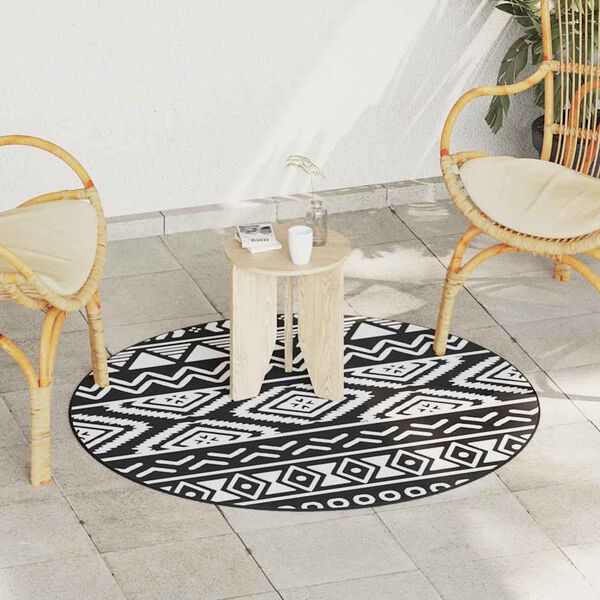 vidaXL Outdoor-Teppich ARAKIL Schwarz Ø120 cm PP