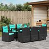 vidaXL Garten Essgruppe 9 pcs Schwarz Poly Rattan