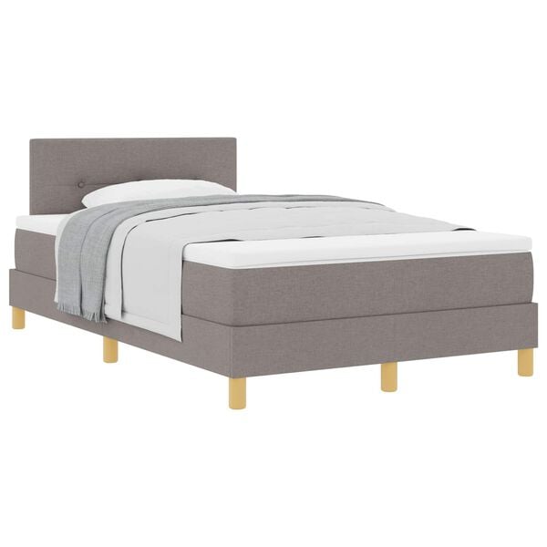 vidaXL Boxspringbett mit Matratze Taupe 120 x 190 cm Stoff