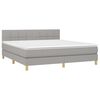 vidaXL Boxspringbett mit Matratze & LED Hellgrau 160x200 cm Stoff