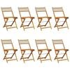 vidaXL Klappst&uuml;hle, 8-teilig, beige, Polyrattan und Massivholz