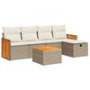 vidaXL 6-tlg. Garten-Sofagarnitur mit Kissen Beige Poly Rattan