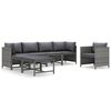 vidaXL 7-tlg. Garten-Lounge-Set mit Kissen Poly Rattan Grau