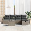 vidaXL Garten-Sofa-Set mit Kissen mit Speicher 6 pcs Grau Poly Rattan