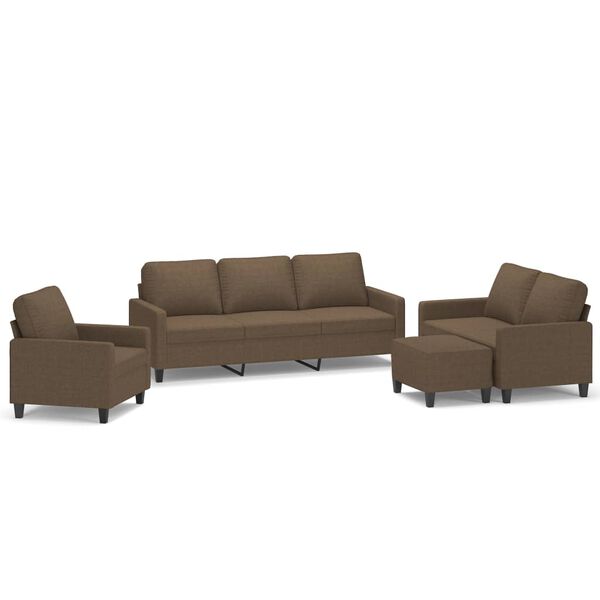 vidaXL 4-tlg. Sofagarnitur mit Kissen Braun Stoff