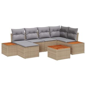 vidaXL Gartensofa-set 7 stk. Beige Poly-Rattan