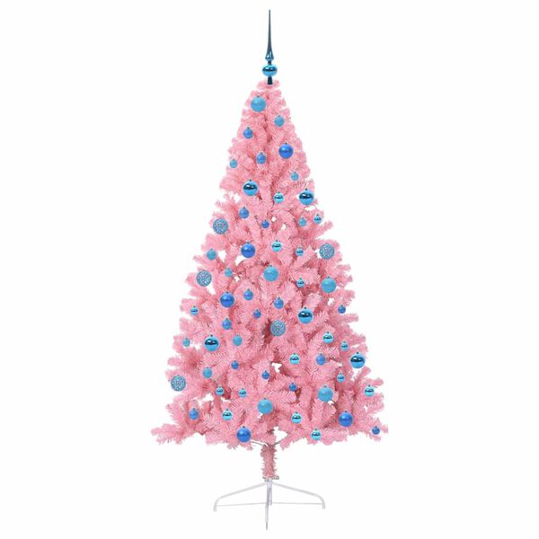 vidaXL K&uuml;nstlicher vorbeleuchteter Weihnachtsbaum Rosa 180 cm PVC