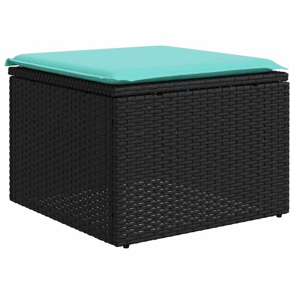 vidaXL 2-tlg. Garten-Sofagarnitur mit Kissen Schwarz Poly Rattan