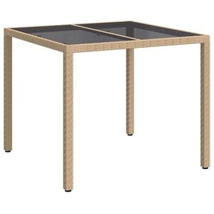 vidaXL Gartentisch Beige 90 x 90 x 75 cm Poly-Rattan