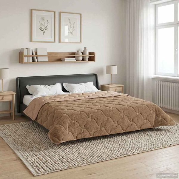 vidaXL Ganzjahresbettdecke Gepolstert Taupe 200 x 240 cm