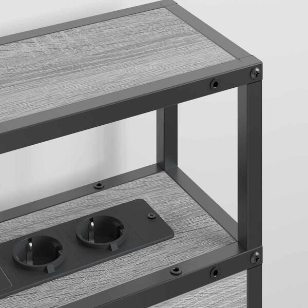 vidaXL Stauraum-Kopfteil mit Regal Grau Sonoma 140 cm Holzwerkstoff