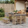 vidaXL 9-tlg. Garten-Essgruppe mit Kissen Beigemischung Poly Rattan