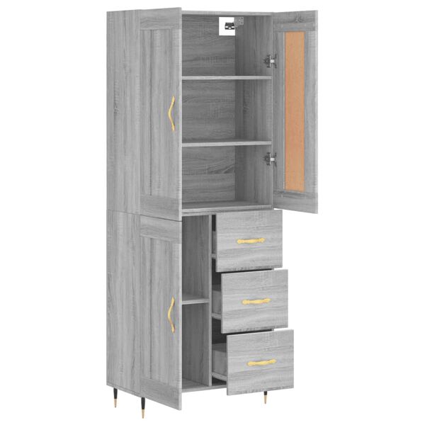 vidaXL Highboard Grau Sonoma 69,5x34x180 cm Holzwerkstoff