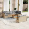 vidaXL 10-tlg. Garten-Sofagarnitur mit Kissen Beige Poly Rattan