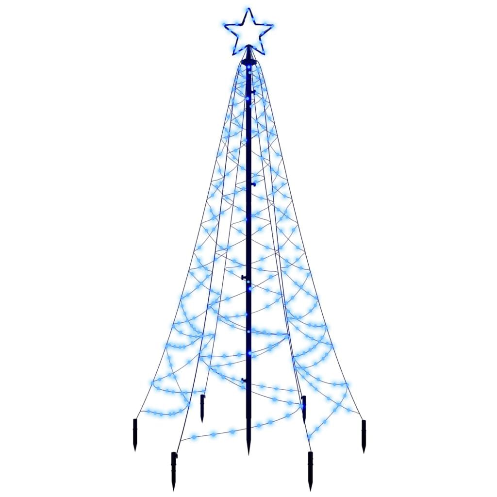 VidaXL LED Weihnachtsbaum Mit Erdspieß – 180 Cm Hoch, 200 Blaue LEDs, 8 Lichteffekte, Für Außenbereich (mit Stern)