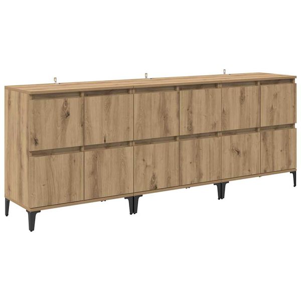 vidaXL Sideboards 3 pcs Artisan-Eiche 60 x 35 x 70 cm Holzwerkstoff