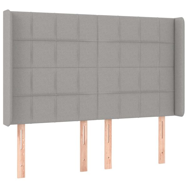 vidaXL Kopfteil mit Ohren Hellgrau 147x16x118/128 cm Stoff