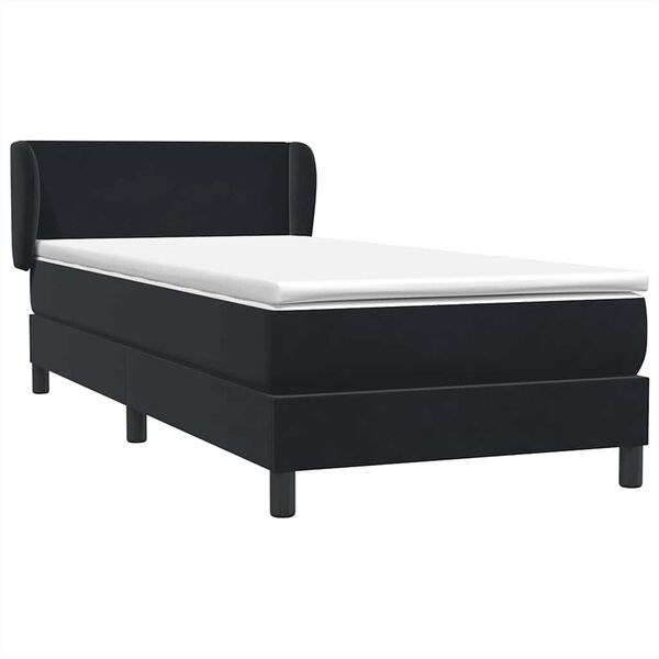 vidaXL Boxspringbett mit Matratze Schwarz 80x220 cm Samt