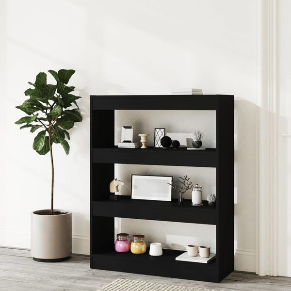 vidaXL B&uuml;cherregal/Raumteiler Schwarz 80x30x103 cm Holzwerkstoff