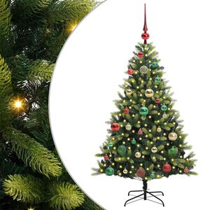 vidaXL K&uuml;nstlicher geflammter Weihnachtsbaum 150 LEDs Gr&uuml;n 120 cm