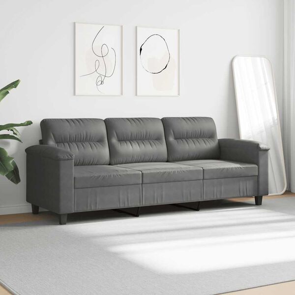 vidaXL 3-Sitzer-Sofa Dunkelgrau 180 cm Mikrofasergewebe