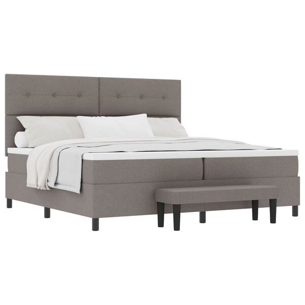 vidaXL Boxspringbett mit Matratze Taupe 200 x 200 cm Stoff