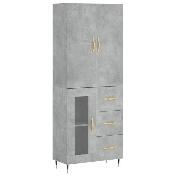 vidaXL Highboard Betongrau 69,5x34x180 cm Holzwerkstoff