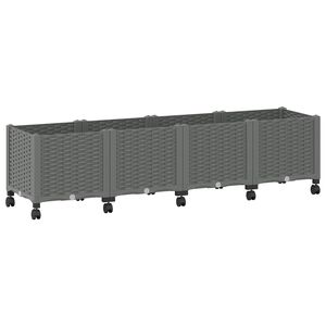 vidaXL Gartenpflanzer mit R&auml;dern Hellgrau 160 x 40 x 48 cm PP