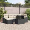 vidaXL Garten-Sofa-Set mit Kissen 7 pcs Schwarz und Creme