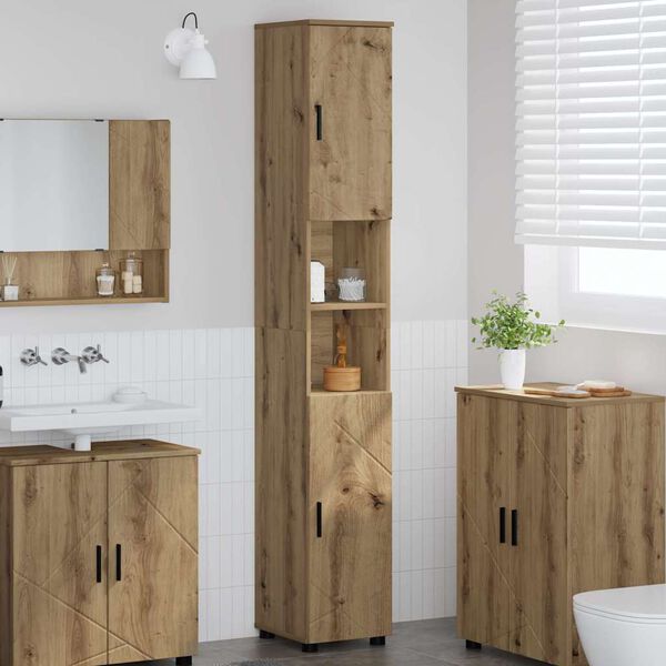 vidaXL Badezimmerschrank mit Speicher Artisan-Eiche 30 x 35 x 192 cm