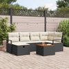 vidaXL Garten-Sofa-Set mit Kissen 7 pcs Schwarz Poly Rattan
