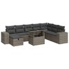 vidaXL 9-tlg. Garten-Sofagarnitur mit Kissen Grau Poly Rattan