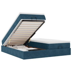 vidaXL Ottoman-Bett mit Matratzen Dunkelblau 180x200 cm Samt