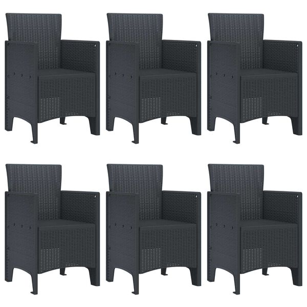 vidaXL Garten Essgruppe 7 pcs Anthrazit Polt Rattan