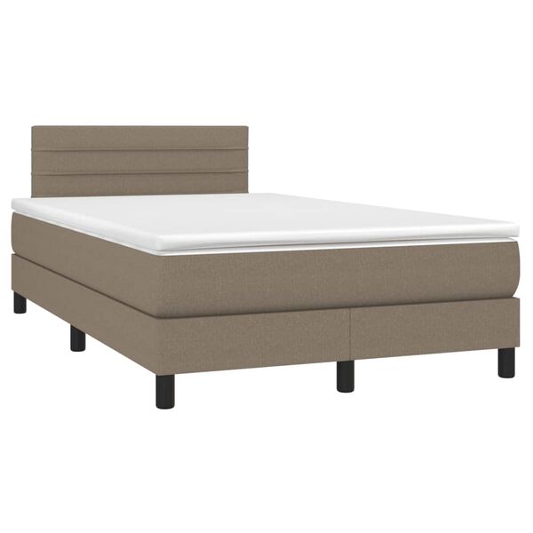 vidaXL Boxspringbett mit Matratze & LED Taupe 120x190 cm Stoff