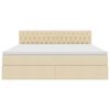 vidaXL Bett mit Stauraum und LED mit Matratze Creme 180 x 200 cm Stoff
