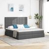 vidaXL Bett mit LED-Lichtleisten Dunkelgrau 180 x 200 cm Stoff