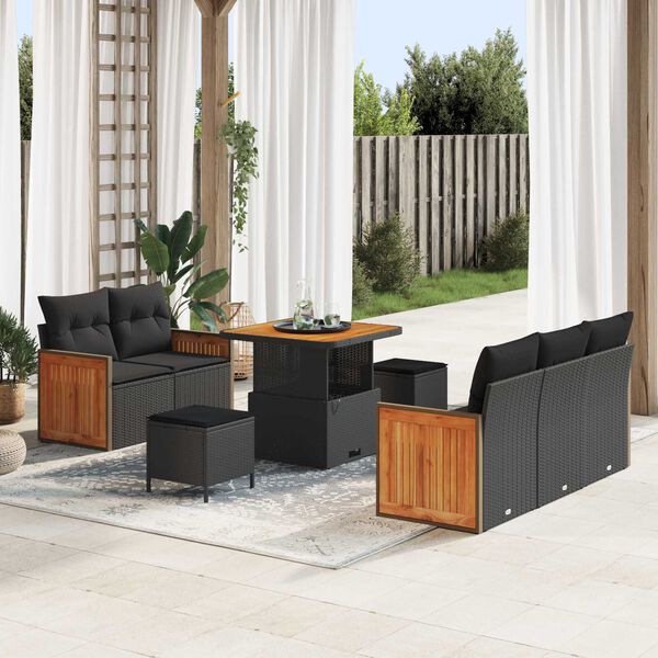 vidaXL Gartensofa-set mit Kissen 8 pcs Schwarz