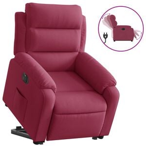 vidaXL Relaxsessel mit Aufstehhilfe Elektrisch Weinrot Samt