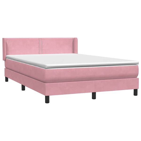 vidaXL Boxspringbett mit Matratze Rosa 140x220 cm Samt