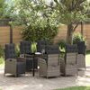 vidaXL Garten Essgruppe mit Kissen 7 pcs Grau Poly-Rattan